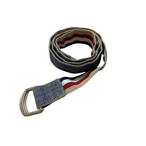 Tommy Hilfiger Reversible D Ring Belt Denim Red White Navy Stripe 38.5